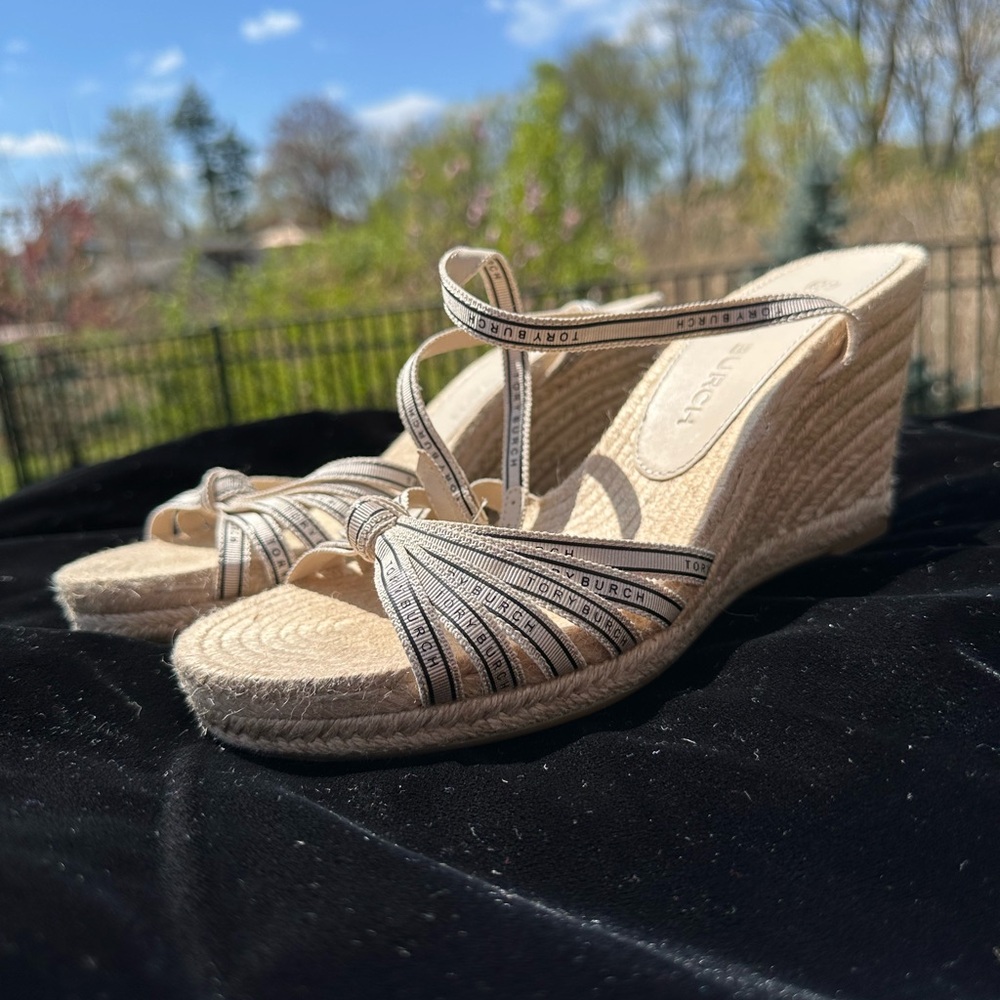 Tory Burch ribbon wedge espadrille.  Size 10.